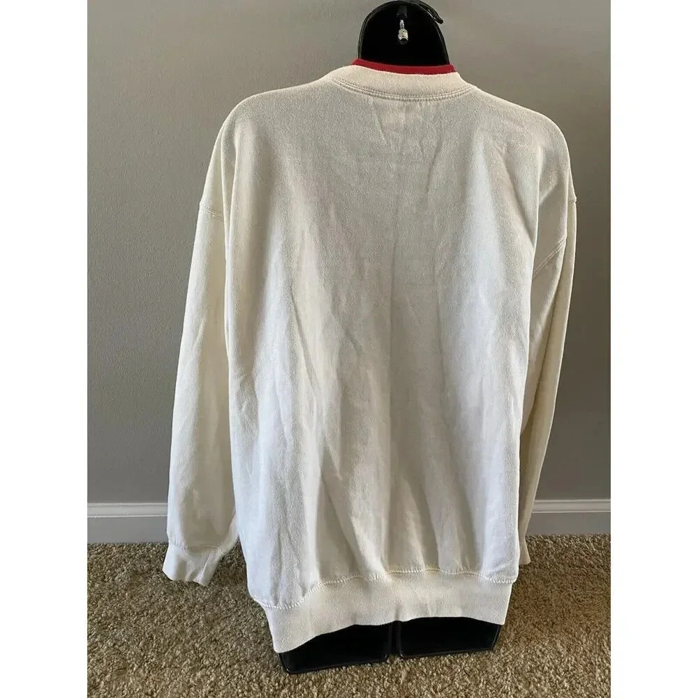 Vintage Top Stitch Sweater Size Large Womens Snow Red Cardinal M&C Sportswear - Picture 3 of 7